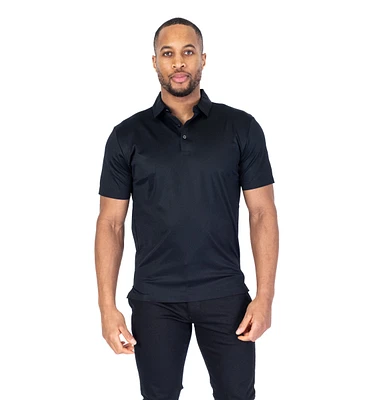 Textured Solid "Jax" Polo - Black