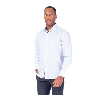 Tonal Check "Ken" Sport Shirt - White