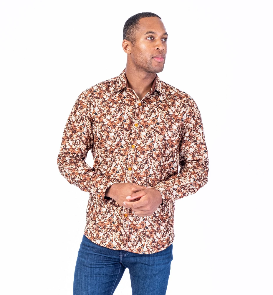 Floral Print "Louvre" Shirt - Brown/Beige