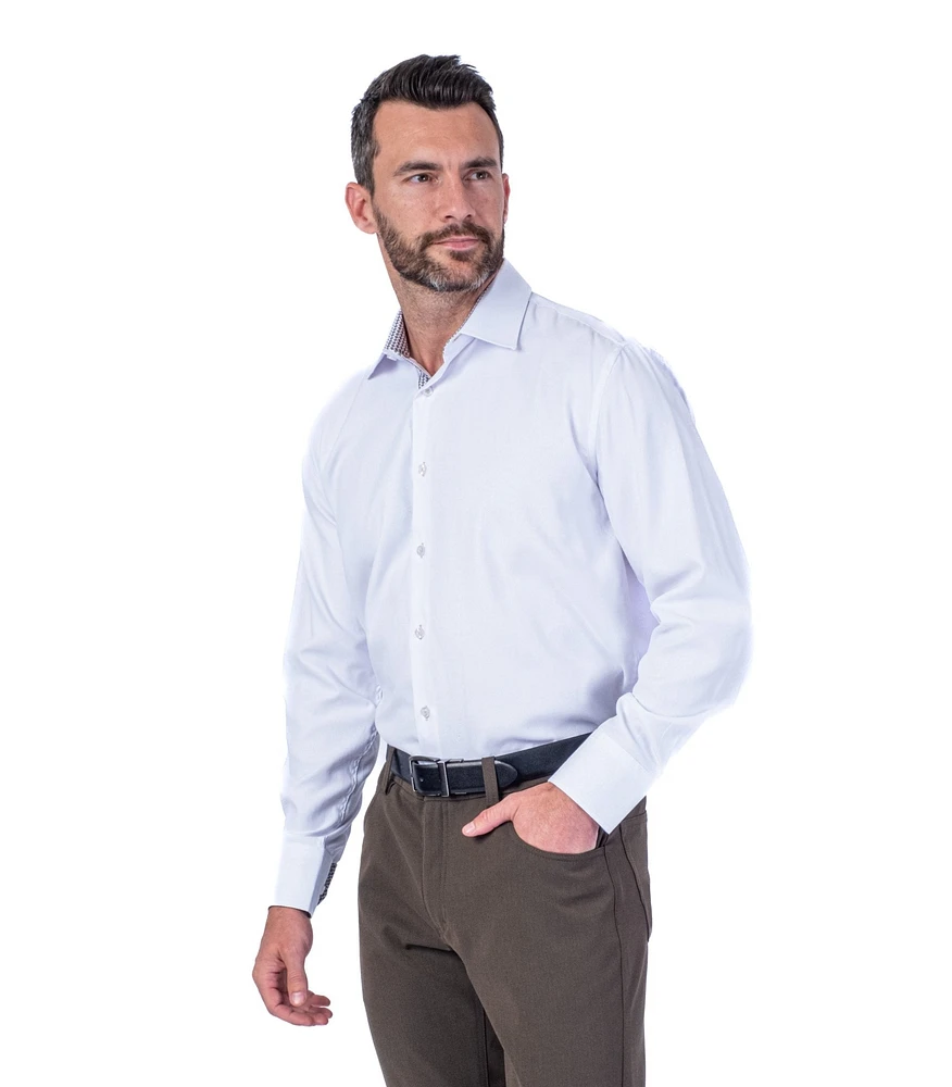 Modern Fit Tonal Textured "Missouri" Sport Shirt - White