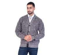 Textured Button Cardigan Sweater - Brown