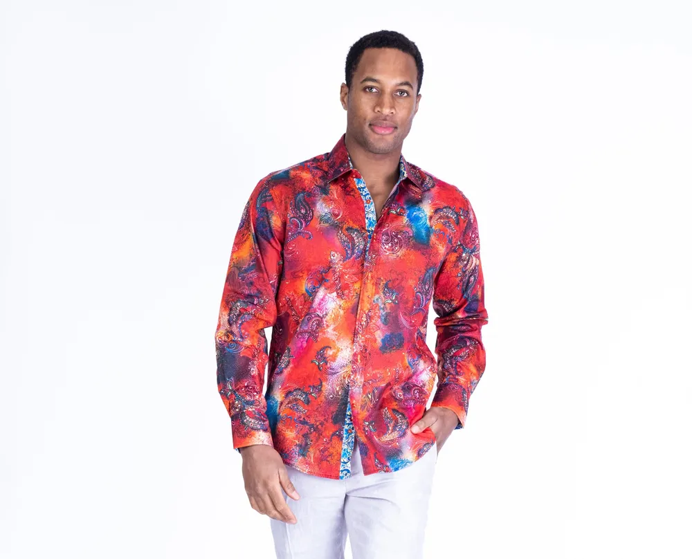 Large Floral Print "Wyatt" Shirt - Red