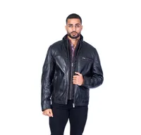 Double-Collar Lambskin Bomber - Black