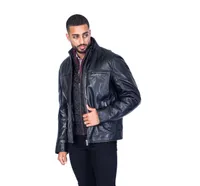 Double-Collar Lambskin Bomber - Black