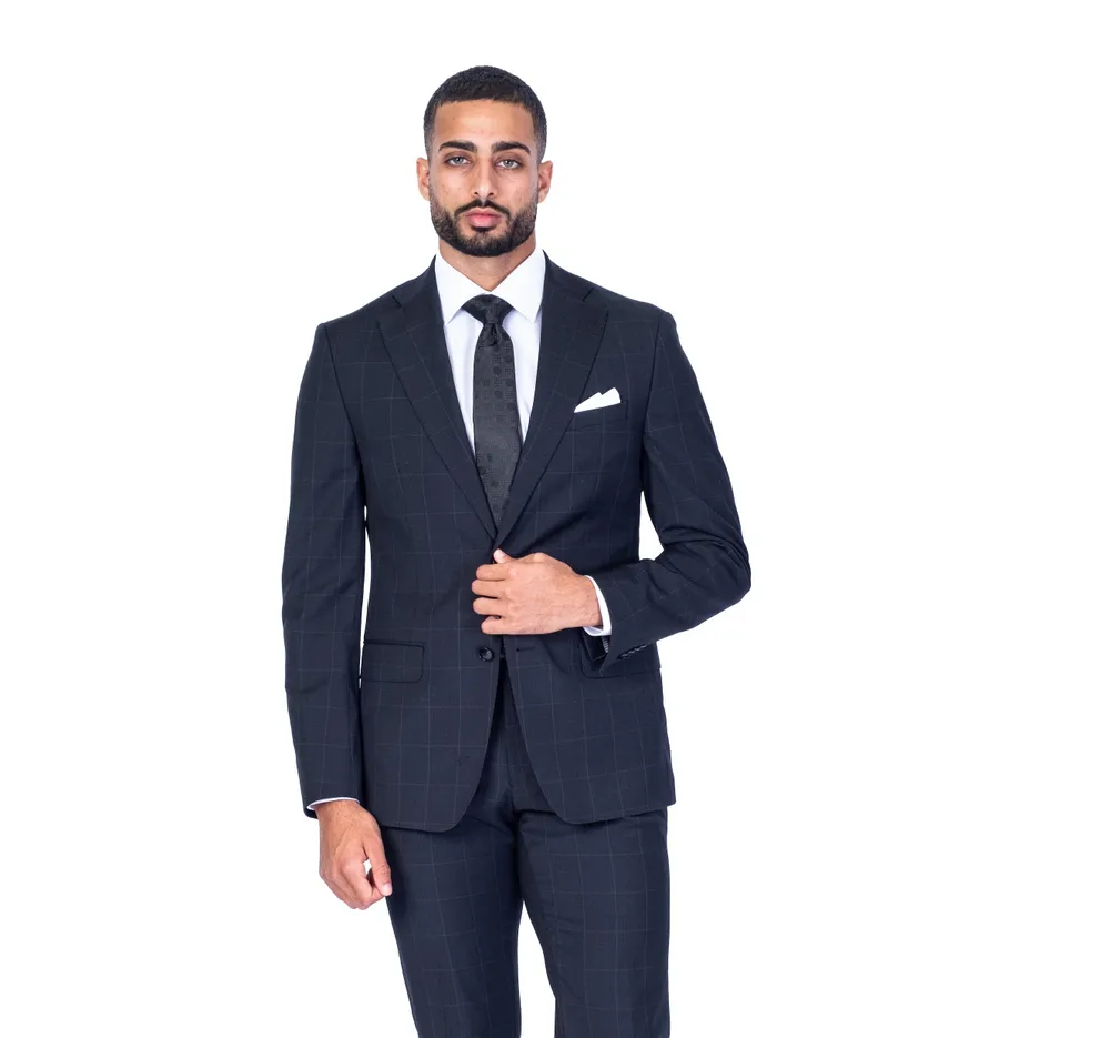 X-Slim MK Window Pane Suit - Black