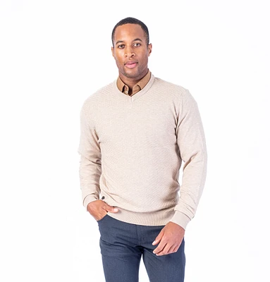 V-Neck Tonal Sweater - Beige