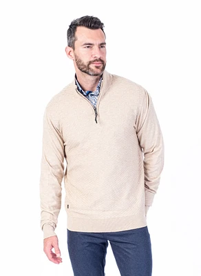 Half-Zip Tonal Mock Neck Sweater