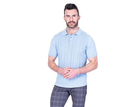 Tonal Stripe Polo - Light Blue