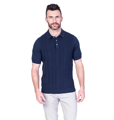 Tonal Stripe Polo - Navy