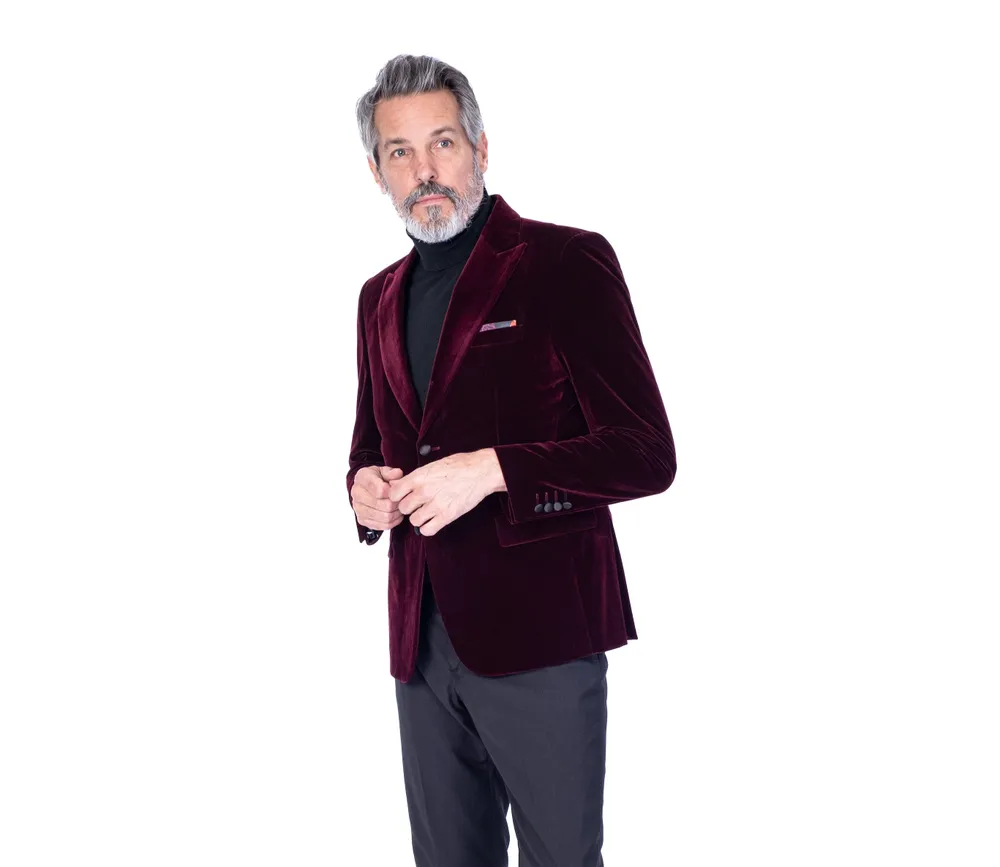 Solid Velvet Blazer - Plum