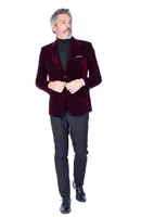 Solid Velvet Blazer - Plum