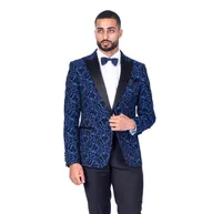 Textured Floral Tux w/ Solid Pant - Royal Blue