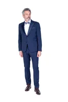 Tonal Textured Slim Fit Peak Lapel Tuxedo - Royal Blue