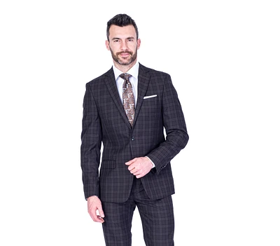 X-Fit Plaid Stretch Suit - Brown