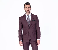 Extreme Slim Fit Tonal Check Suit - Burgundy