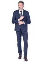 Extreme Slim Fit Check Suit - Navy / Brown