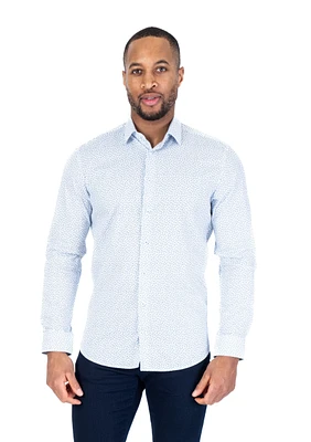 Cotton/Stretch Mini Floral Sport Shirt