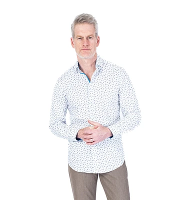 Cotton/Stretch Mini Floral Sport Shirt