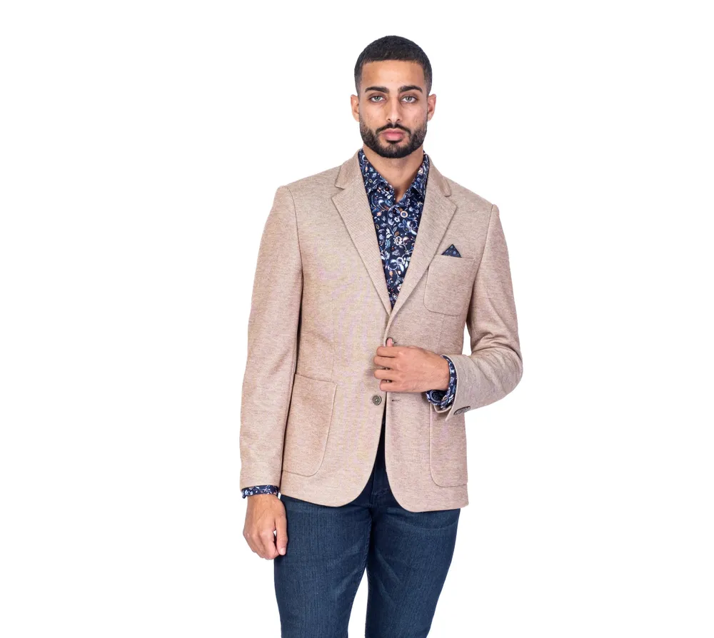 Textured Patch Pocket Blazer - Tan