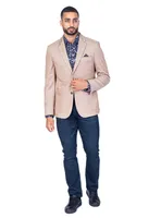 Textured Patch Pocket Blazer - Tan