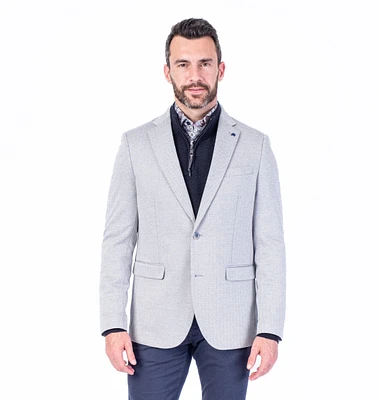 Herringbone Textured Stretch Sports Jacket - Light Grey