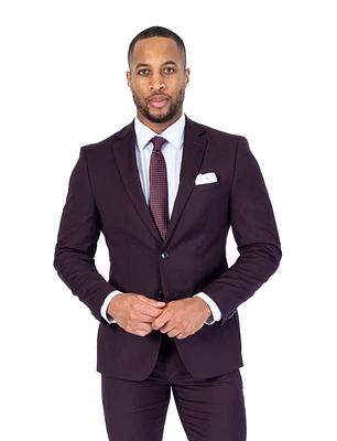 X-Fit Solid Stretch Suit - Burgundy