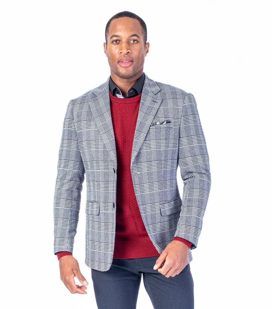 Large Plaid Blazer - Black/White