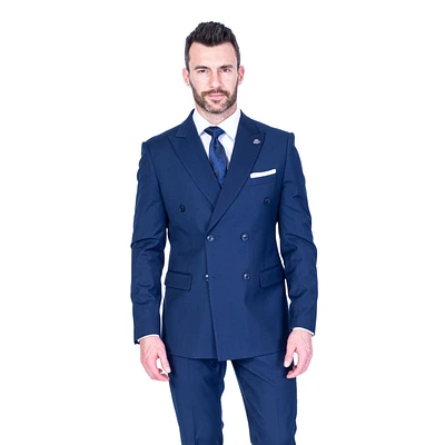 Double-Breasted Modern Slim Fit Suit - Blue