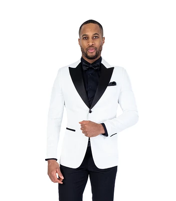 Tonal Paisley Tux w/ Solid Pant - White