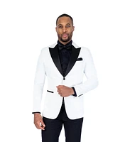 Tonal Paisley Tux w/ Solid Pant - White
