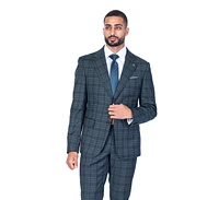 Modern Fit Tonal Check Suit - Hunter Green