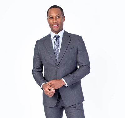 Modern Slim Fit End-on-End Suit - Charcoal