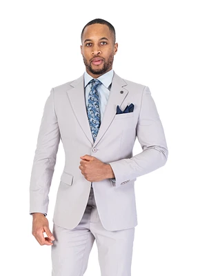 Modern Fit Solid Suit - Stone