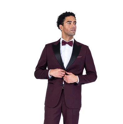 Tonal Diamond Textured Tuxedo - Burgundy