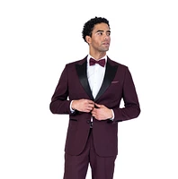 Tonal Diamond Textured Tuxedo - Burgundy
