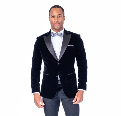 Solid Velvet Peak Lapel Blazer