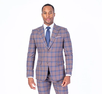 Modern Slim Fit Check Suit - Tan