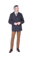 Wool Textured Peacoat - Charcoal