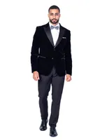 Solid Velvet Peak Lapel Blazer