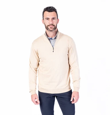 Italian Half-Zip Solid Mock Neck Sweater