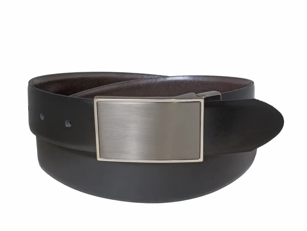 Reversible Plaque Buckle Belt - Black / Brown