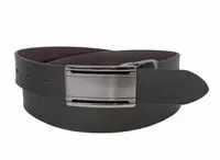 Reversible Plaque Buckle Pebble Texture Belt - Black / Brown