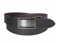 Reversible Plaque Buckle Pebble Texture Belt - Black / Brown
