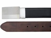 Reversible Silver Plaque Belt - Black / Brown