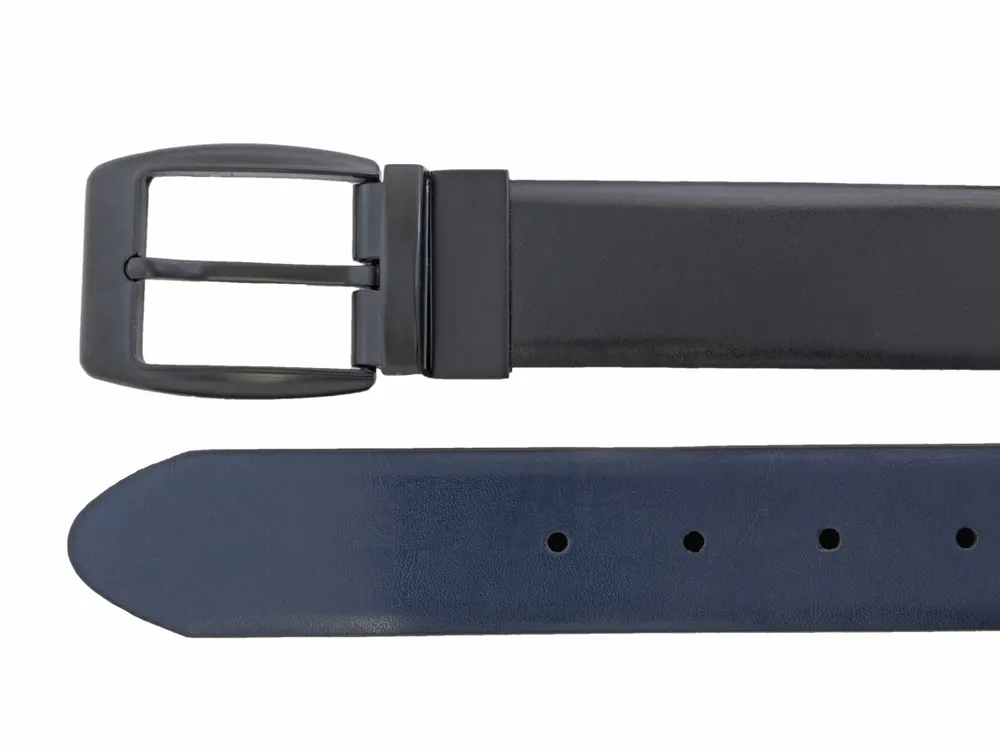 Reversible Curved Buckle Belt - Black / Navy