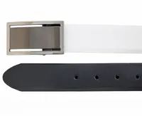 Reversible Plaque Buckle Belt - White / Black