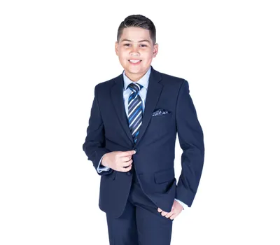 Kids Solid Modern Fit Suit - Navy