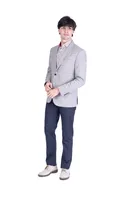 Check 1/2 Lined Blazer - Tan/Pink