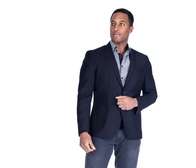 Textured 1/2 Lined Blazer - Black