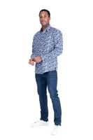 Floral Print "Mory" Shirt - Blue/White